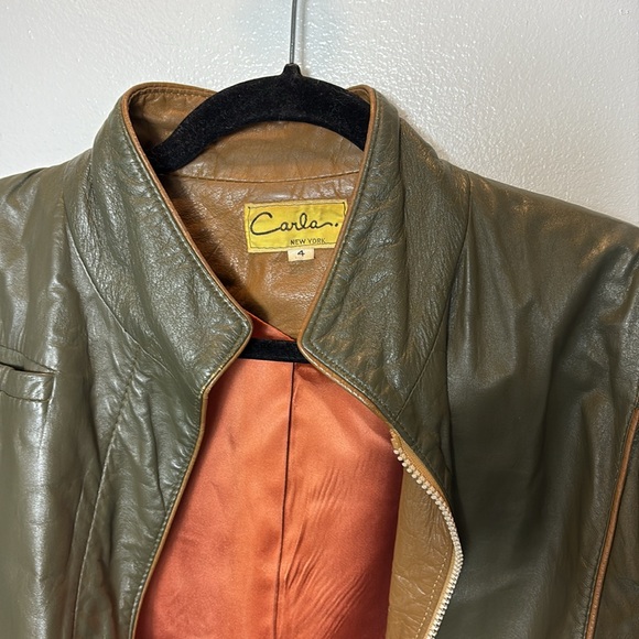 Vintage Leather Bomber Jacket by Carla New York SzM-LP - Picture 3 of 8